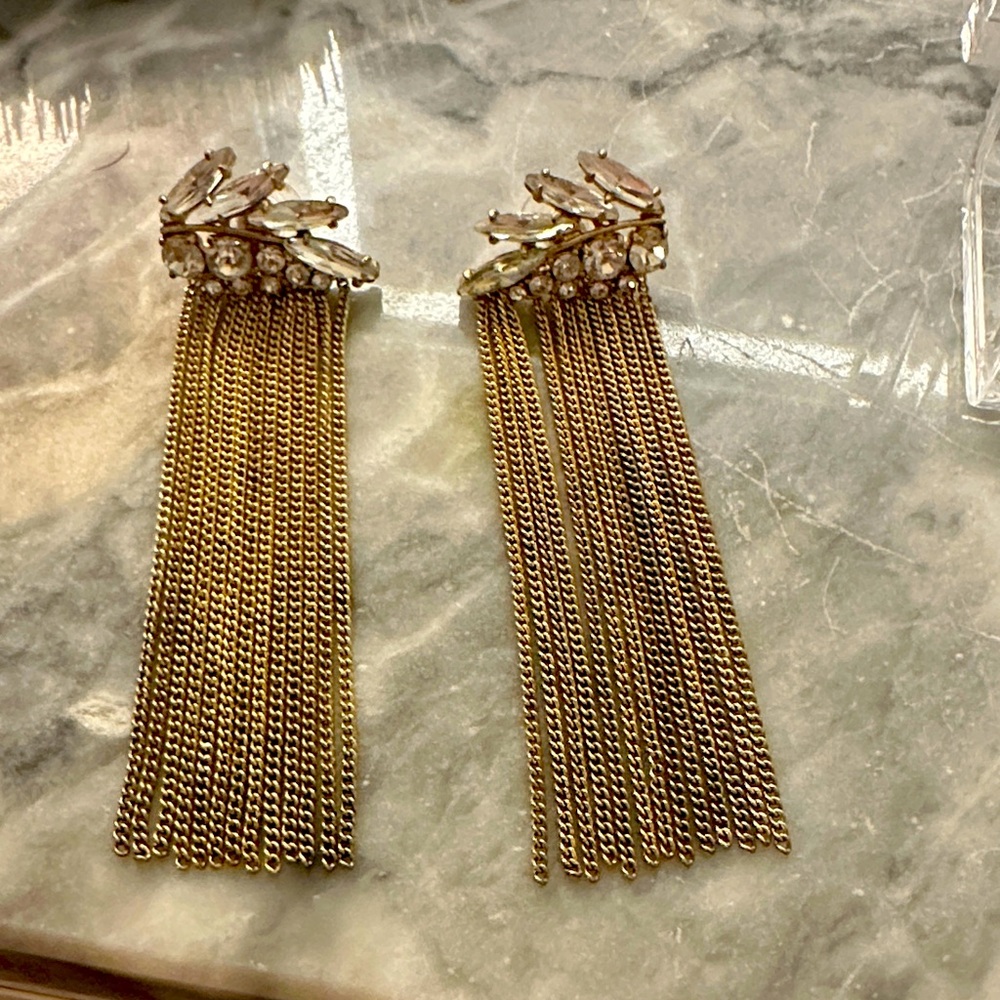 Elegant Gold Chain Tassel Earrings